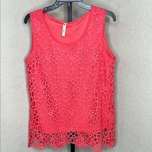 035 - Simply Irresistible NWOT Bright Pink Sleeveless Lace Tank Top Size Large